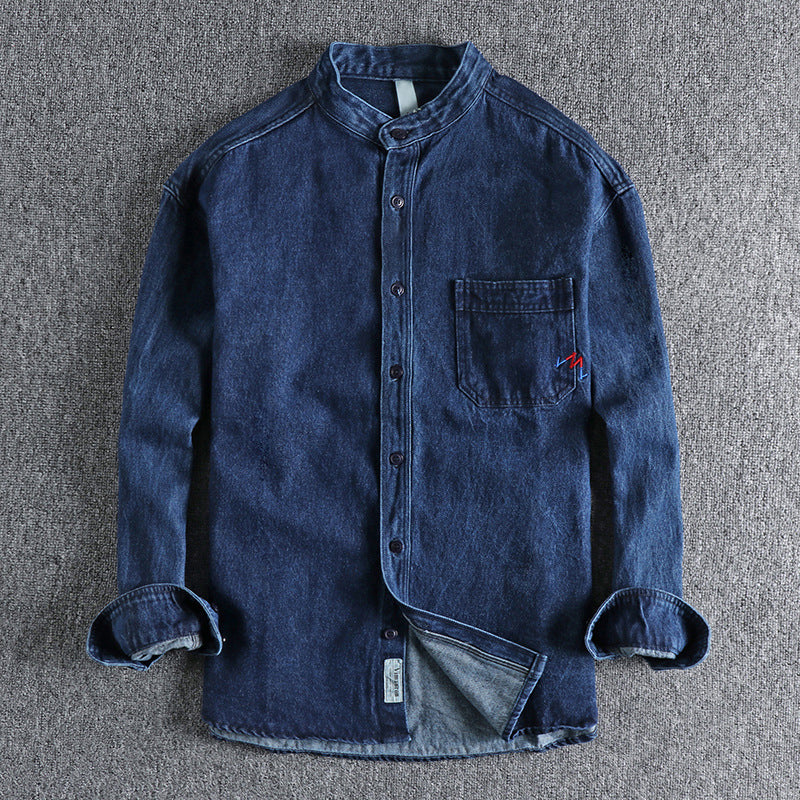 Felix Grant washed blue denim shirt relaxed fit with soft cotton finish for casual layering