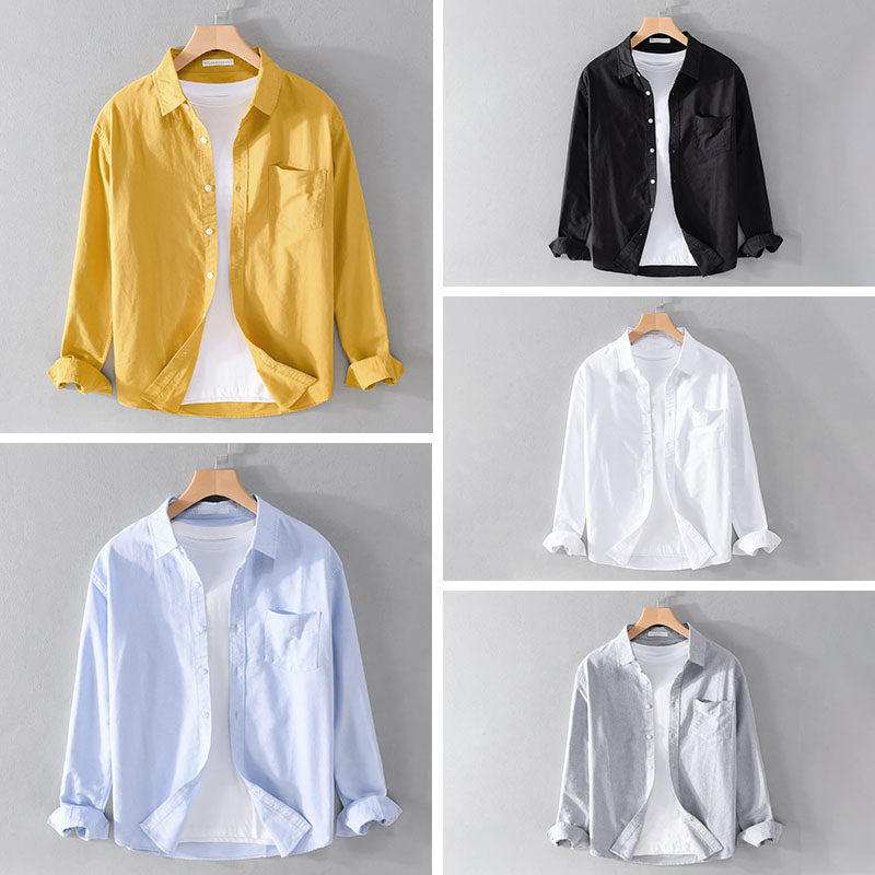 Felix Grant men's lightweight cotton shirt white turn-down collar casual smart weekend style