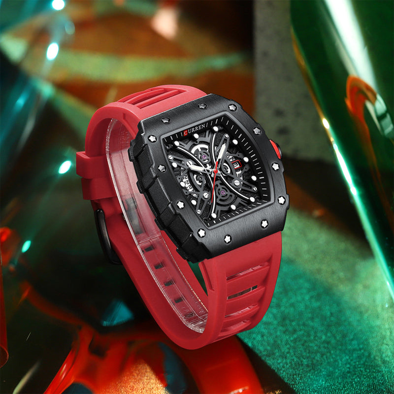 Felix Grant Paramount Vector tonneau case watch multi-layer rectangular dial vibrant silicone strap bold design