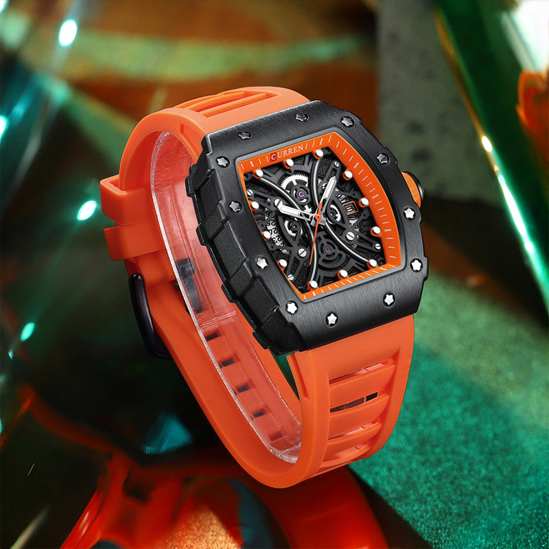 Felix Grant Paramount Vector tonneau alloy watch multi-layer rectangular dial vibrant silicone strap
