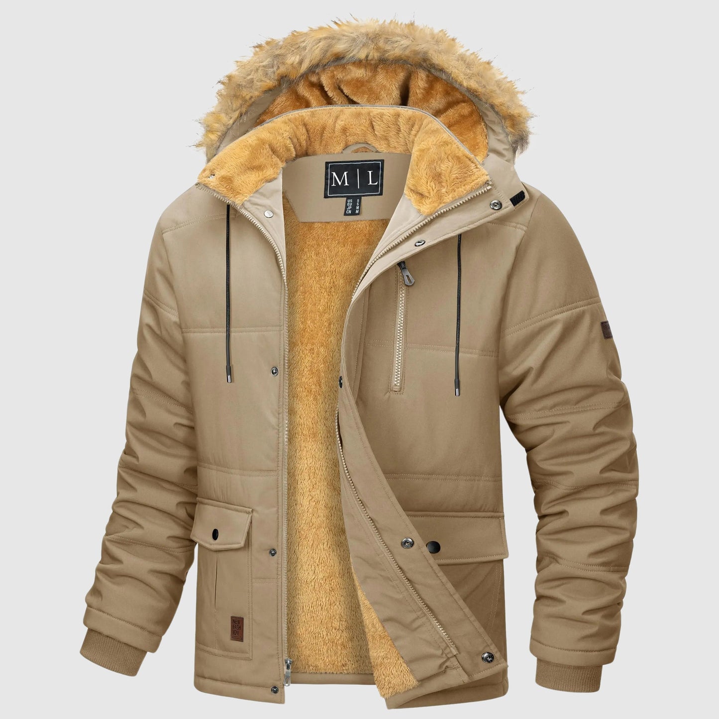Felix Grant olive green outdoor fleece jacket slim cut with detachable hood and cozy fleece lining