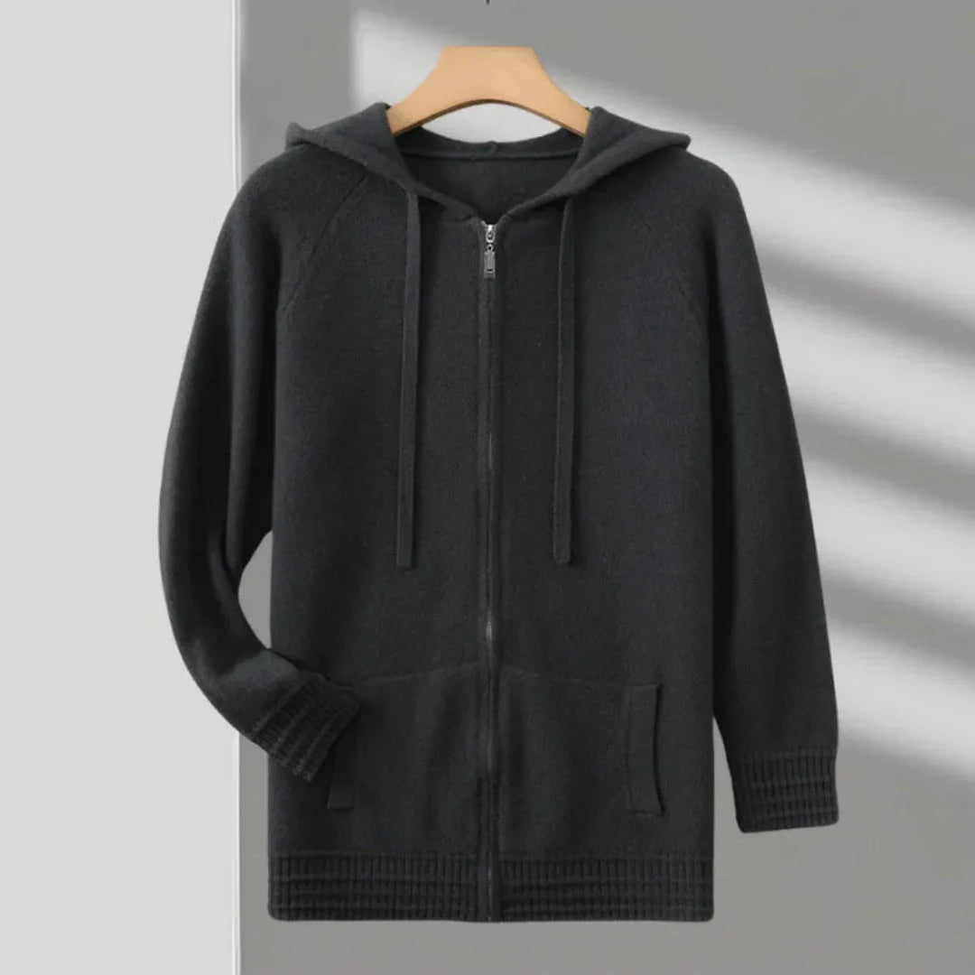 Felix premium merino wool full-zip sweater, soft-touch knit for versatile year-round layering