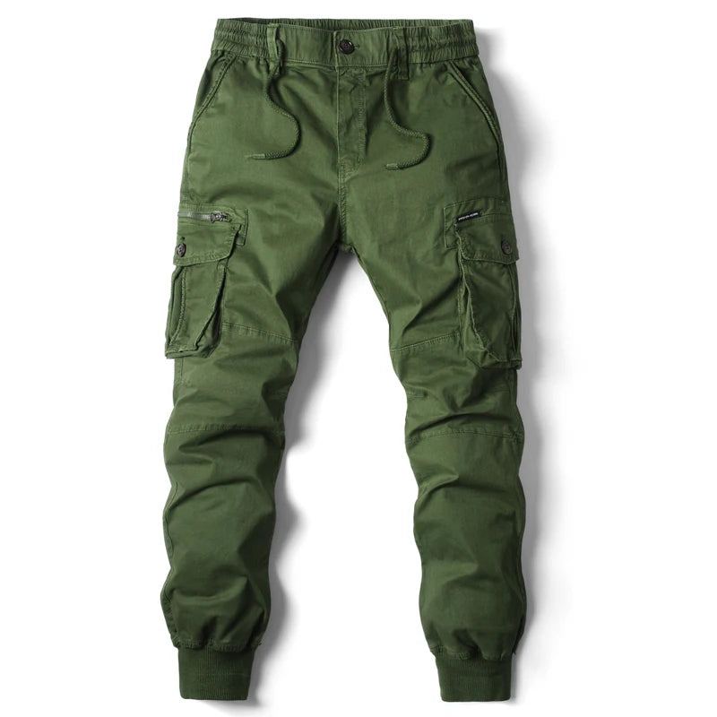 Slim fit cargo joggers tapered leg multi-pocket utility design for urban explorers versatile style