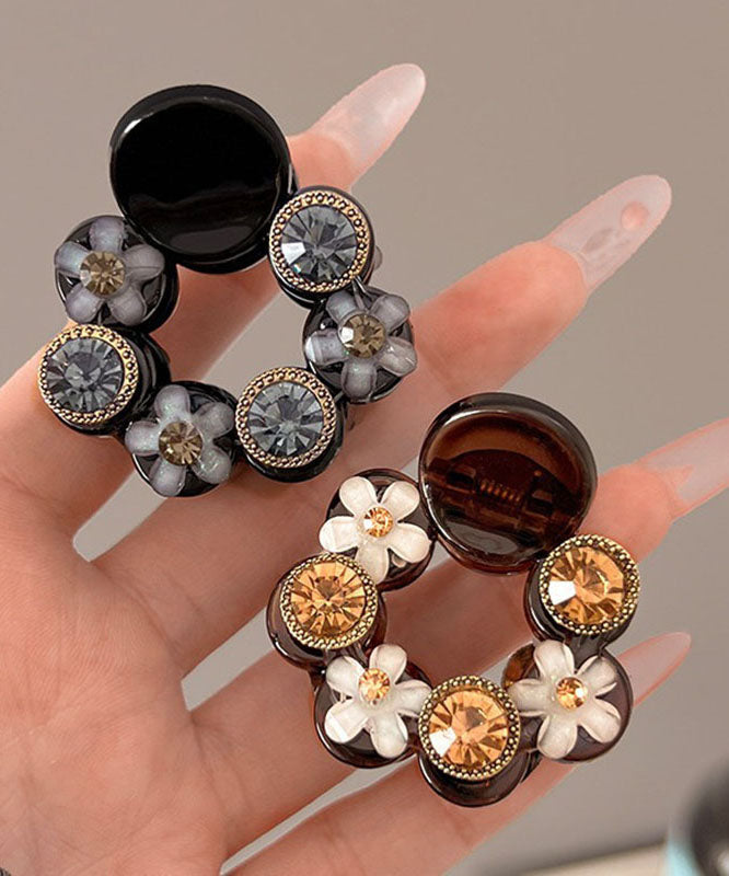 Ensemble de deux épingles à cheveux florales en acrylique fin, perle et zircon - Urbann-Vibe