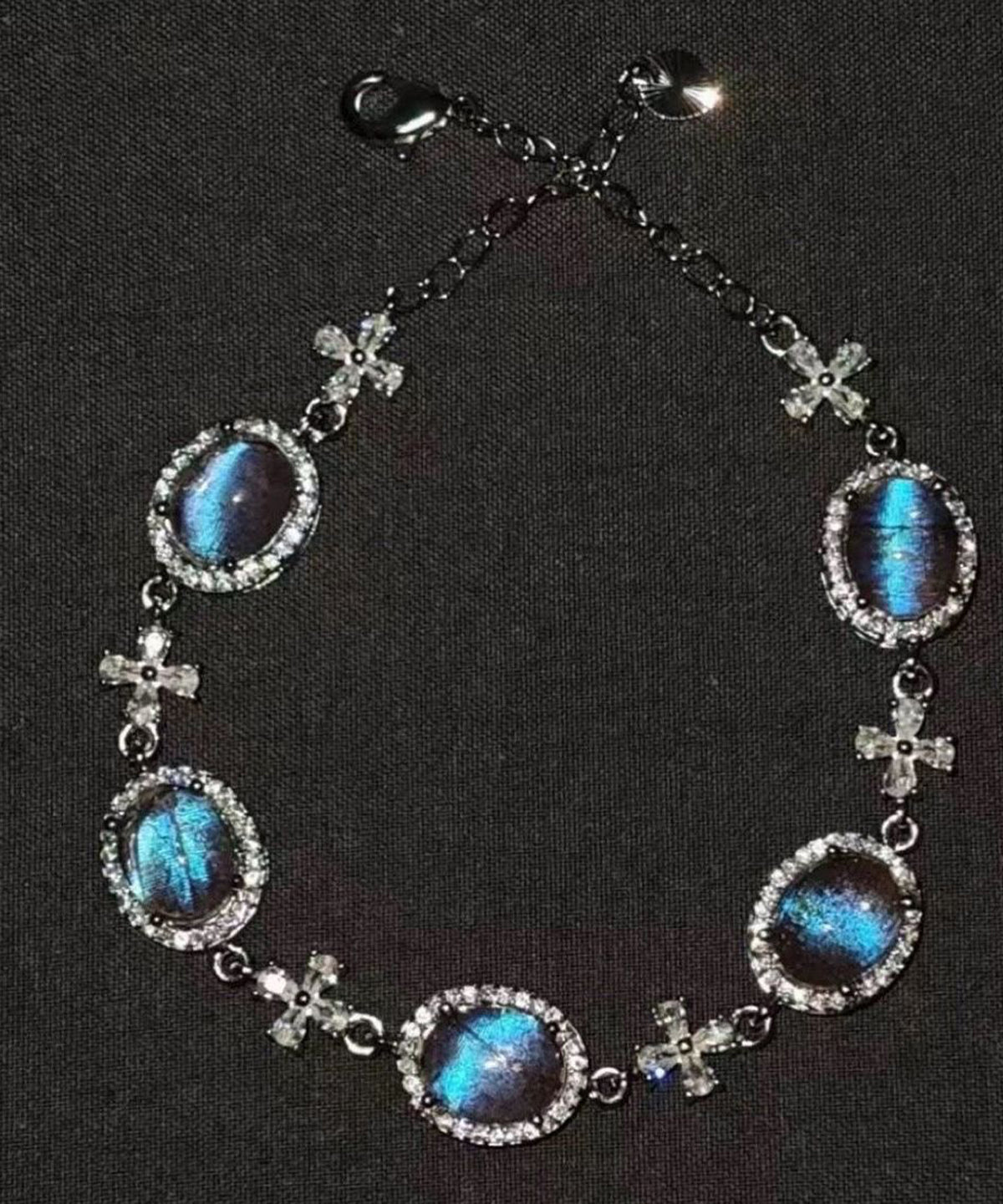 Bracelet à breloques en alliage de cuivre bleu fin et pierre précieuse en zircon - Urbann-Vibe