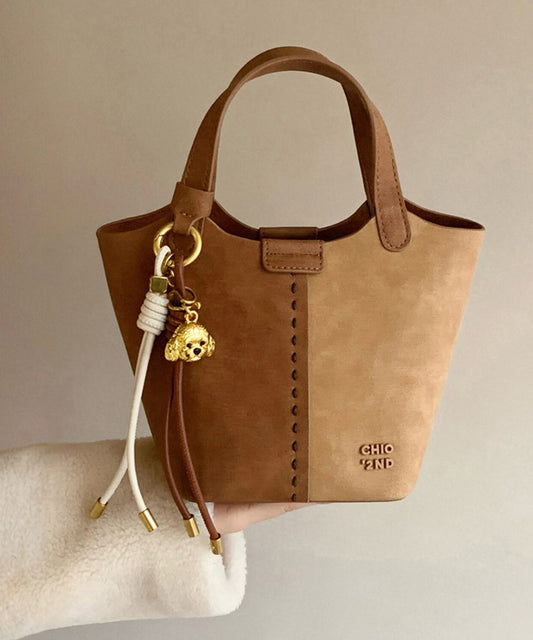 Sac fourre-tout en similicuir patchwork marron fin - Urbann-Vibe
