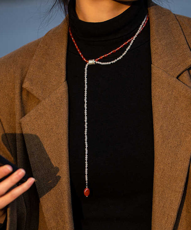 Collier de perles graduées en alliage de couleur fine à double couche et pierres précieuses - Urbann-Vibe