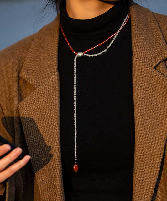 Collier de perles graduées en alliage de couleur fine à double couche et pierres précieuses - Urbann-Vibe
