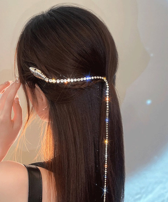 Épingle à cheveux à pompon serpentine en alliage d'or fin et zircon - Urbann-Vibe