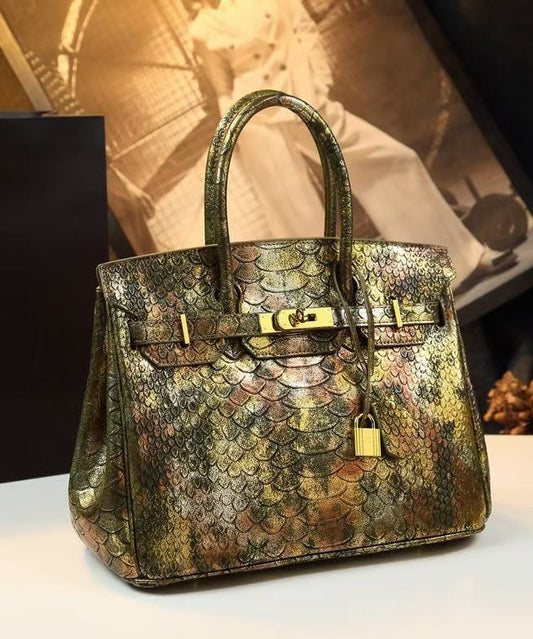 Sac fourre-tout en cuir jacquard serpentine doré fin - Urbann-Vibe