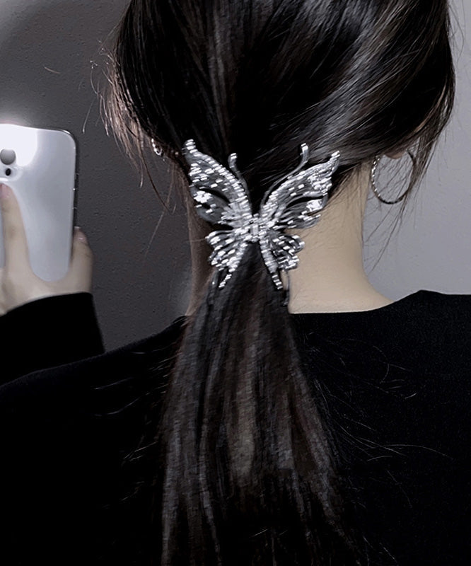 Épingle à cheveux papillon requin en métal fin et zircon - Urbann-Vibe