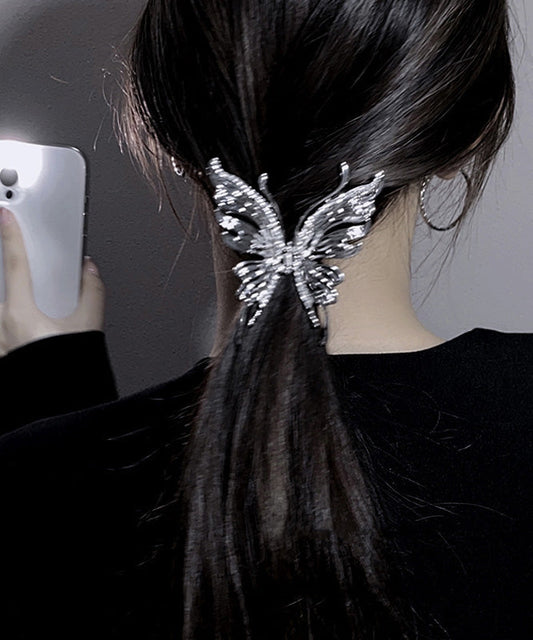 Épingle à cheveux papillon requin en métal fin et zircon - Urbann-Vibe