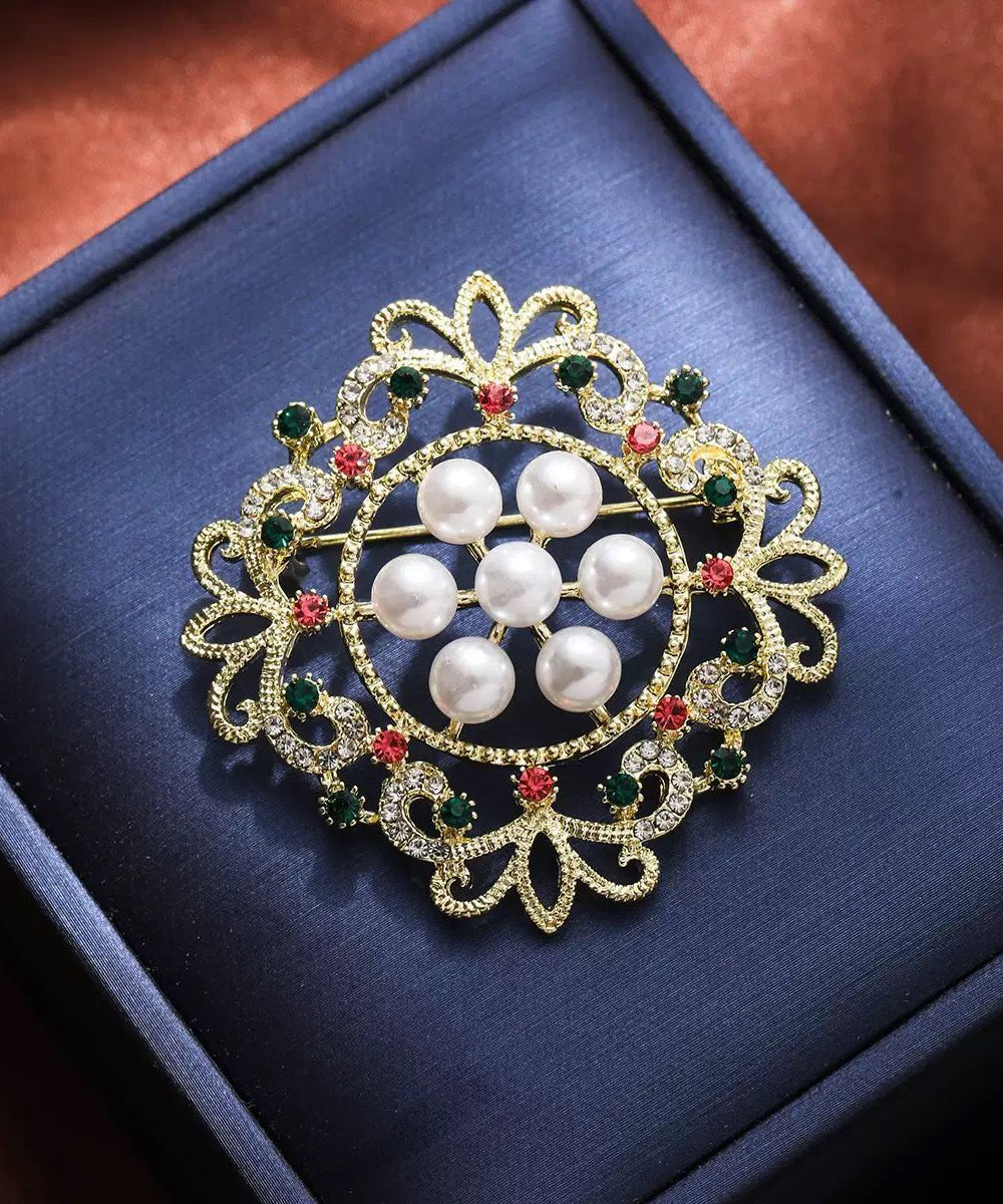 Broches creuses en alliage multicolore fin avec perles et flocons de neige en zircon - Urbann-Vibe