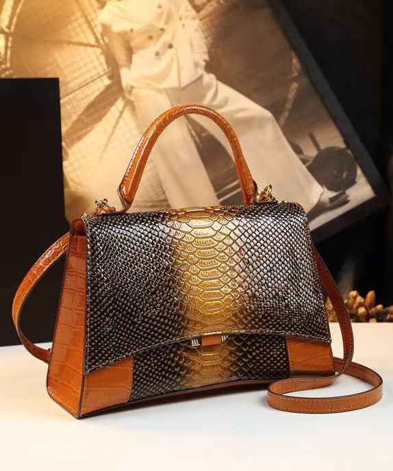 Sac fourre-tout en cuir de veau gaufré orange fin - Urbann-Vibe