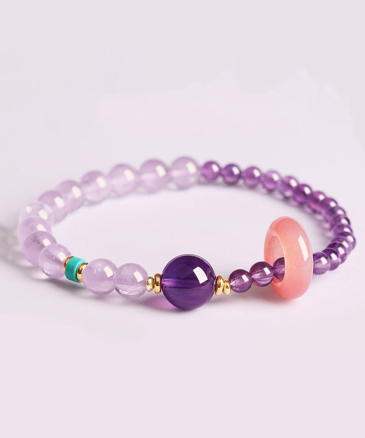 Bracelet chaîne en alliage fin et perles de cristal violet - Urbann-Vibe