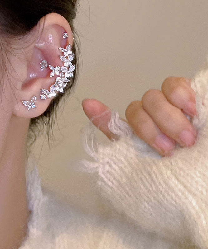 Boucles d'oreilles à tige florales en alliage de soie fine et zircon - Urbann-Vibe
