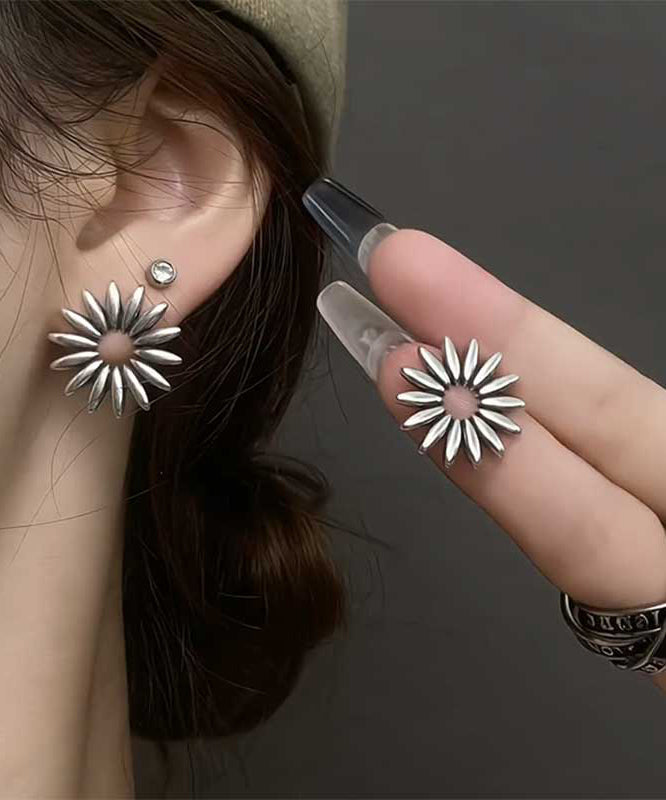 Boucles d'oreilles à tige en alliage de cuivre et soie fine marguerite - Urbann-Vibe