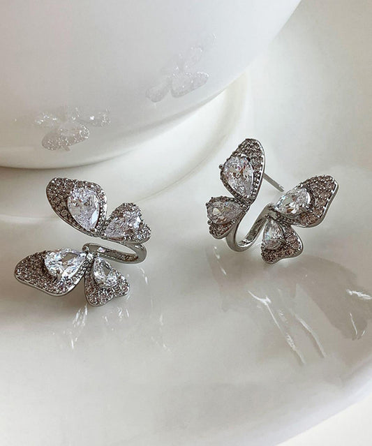 Boucles d'oreilles papillon en alliage de cuivre et zircon en soie fine - Urbann-Vibe