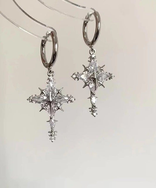 Boucles d'oreilles pendantes flocon de neige en soie fine, cuivre doré et zircon - Urbann-Vibe