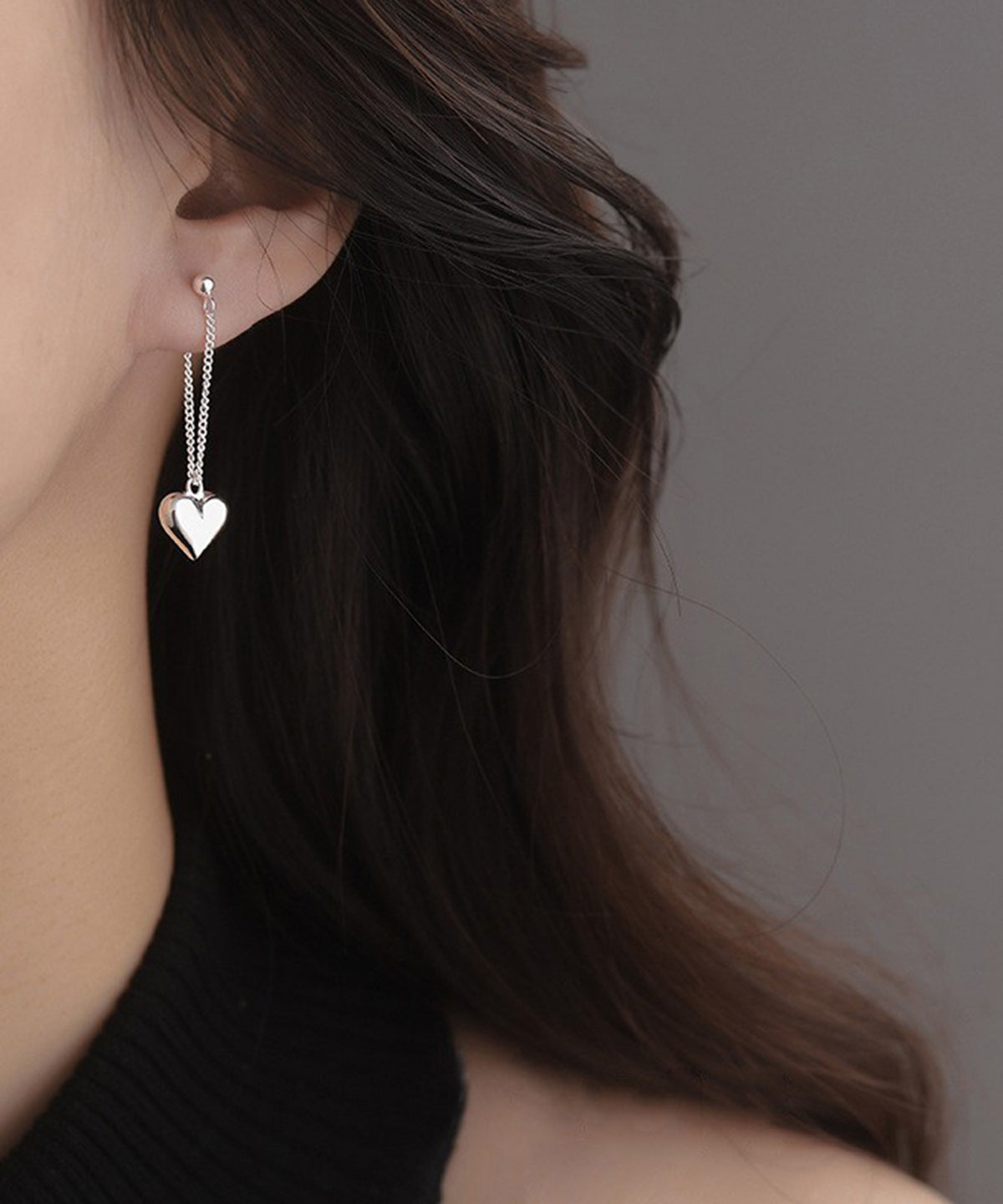 Boucles d'oreilles pendantes à pampilles Love en acier inoxydable et soie fine - Urbann-Vibe