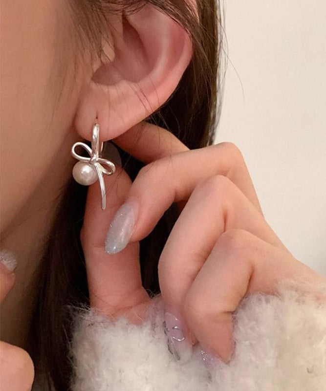 Boucles d'oreilles créoles en argent sterling et perles en soie fine - Urbann-Vibe