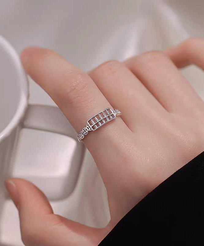 Bagues en argent sterling avec motif boulier ajouré en soie fine - Urbann-Vibe
