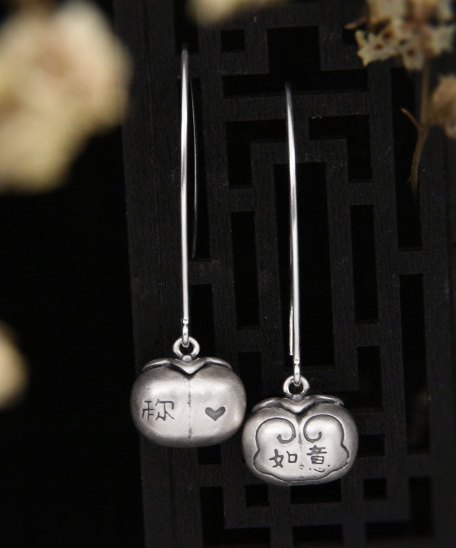 Boucles d'oreilles créoles en argent sterling et soie fine Persimmon Ruyi - Urbann-Vibe