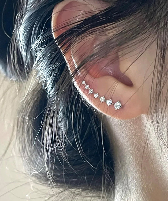 Boucles d'oreilles créoles en argent sterling et zircon en forme d'arc en soie fine - Urbann-Vibe