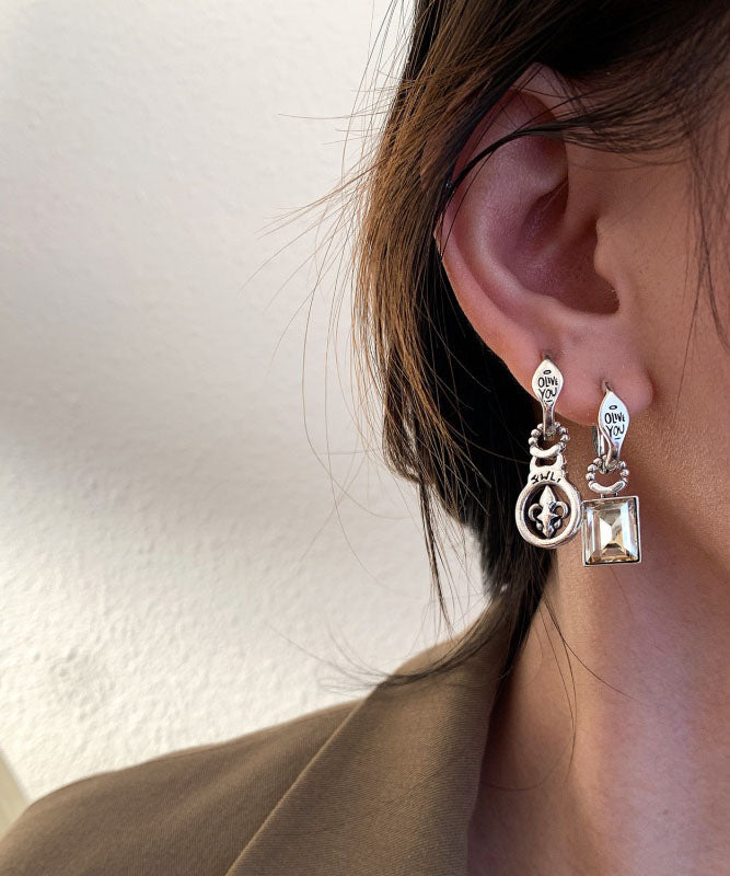 Boucles d'oreilles pendantes en argent sterling et zircon en forme de croix - Urbann-Vibe