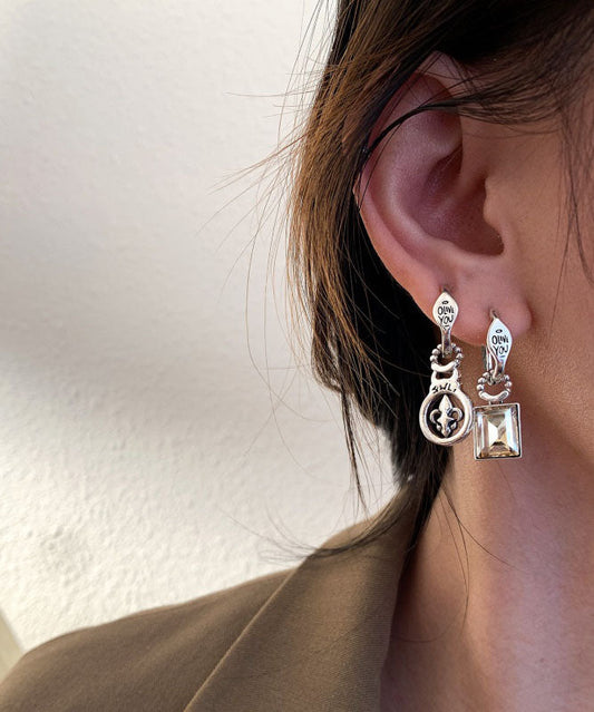 Boucles d'oreilles pendantes en argent sterling et zircon en forme de croix - Urbann-Vibe