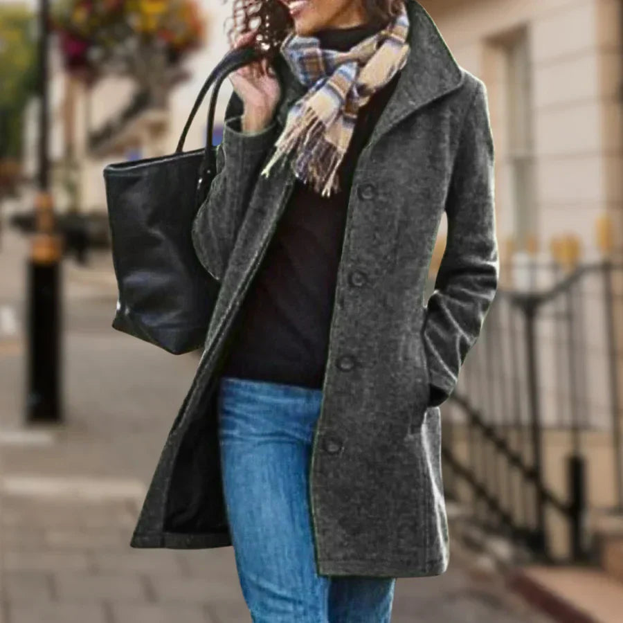 Petra women's coat elegant warm sophisticated tailored silhouette sustainable all-season comfortable fit