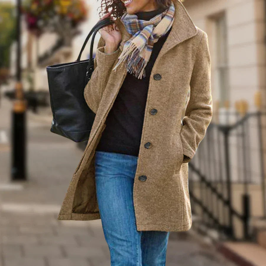 Petra women's coat elegant warm sophisticated tailored silhouette sustainable all-season comfortable fit