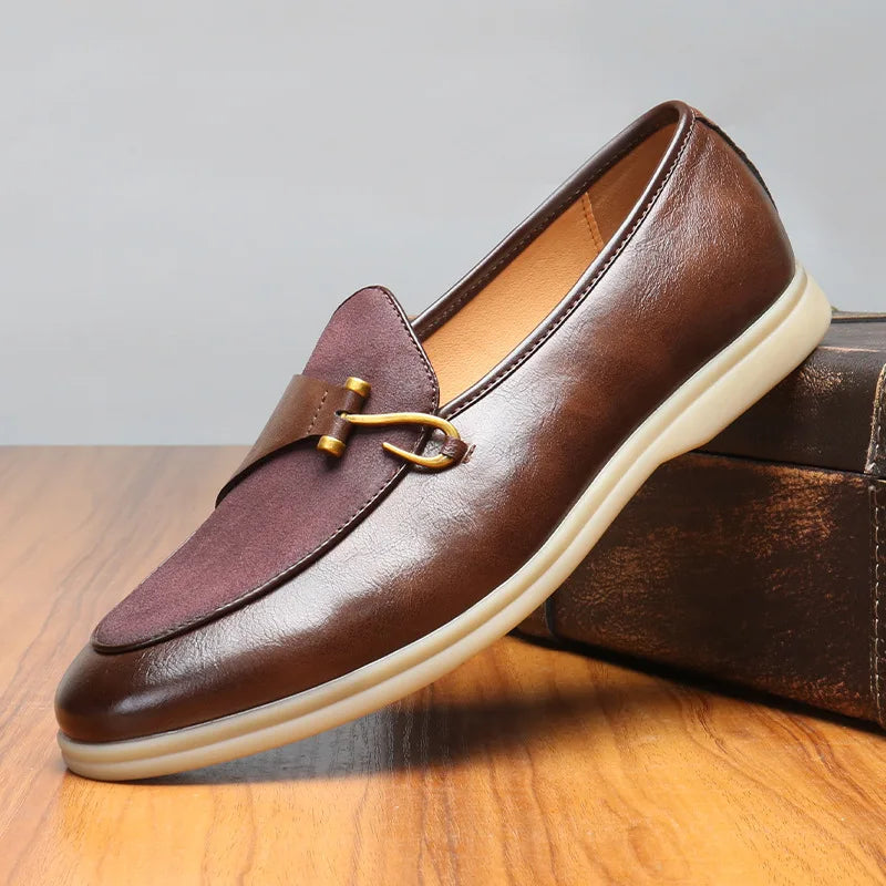 Fisker black leather dress shoes with textured suede panel, sharp silhouette for professionals