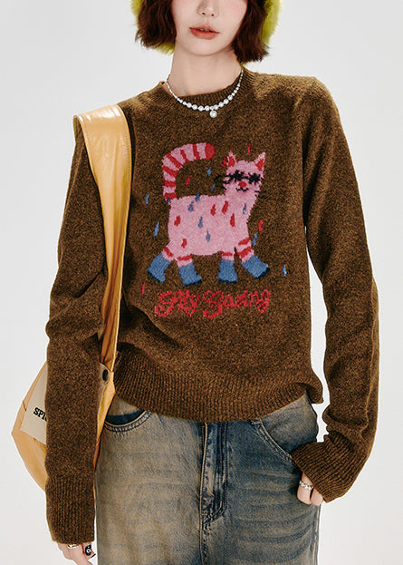 Pulls d'hiver en grosse maille, brodés caramel, pour chien. - Urbann-Vibe