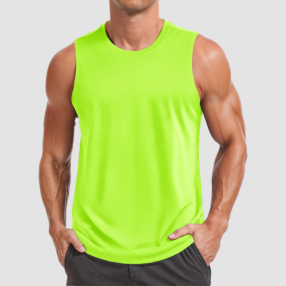 Men's gray UPF 50+ muscle tank slim athletic cut sleeveless quick-dry training top