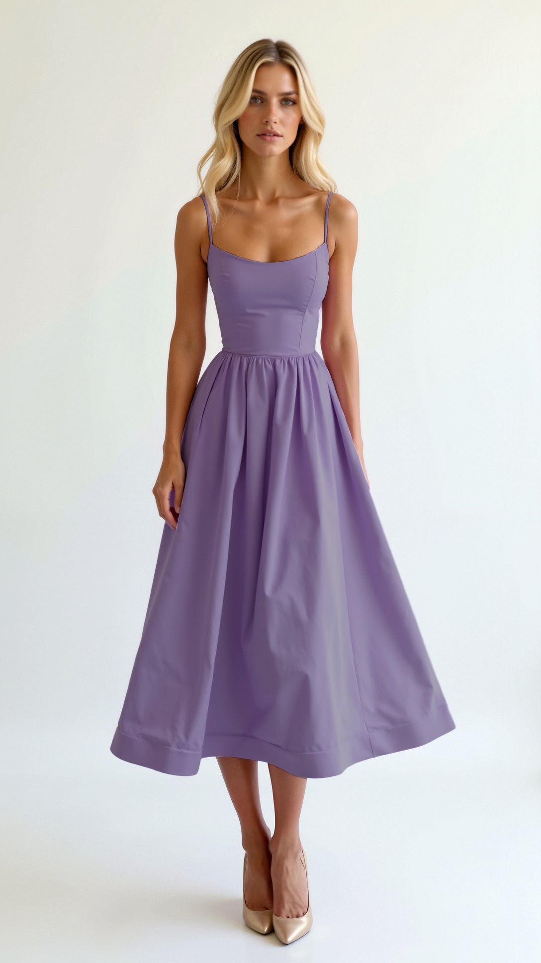 Women's flowing midi dress elegant lightweight fabric relaxed silhouette versatile day-to-night style