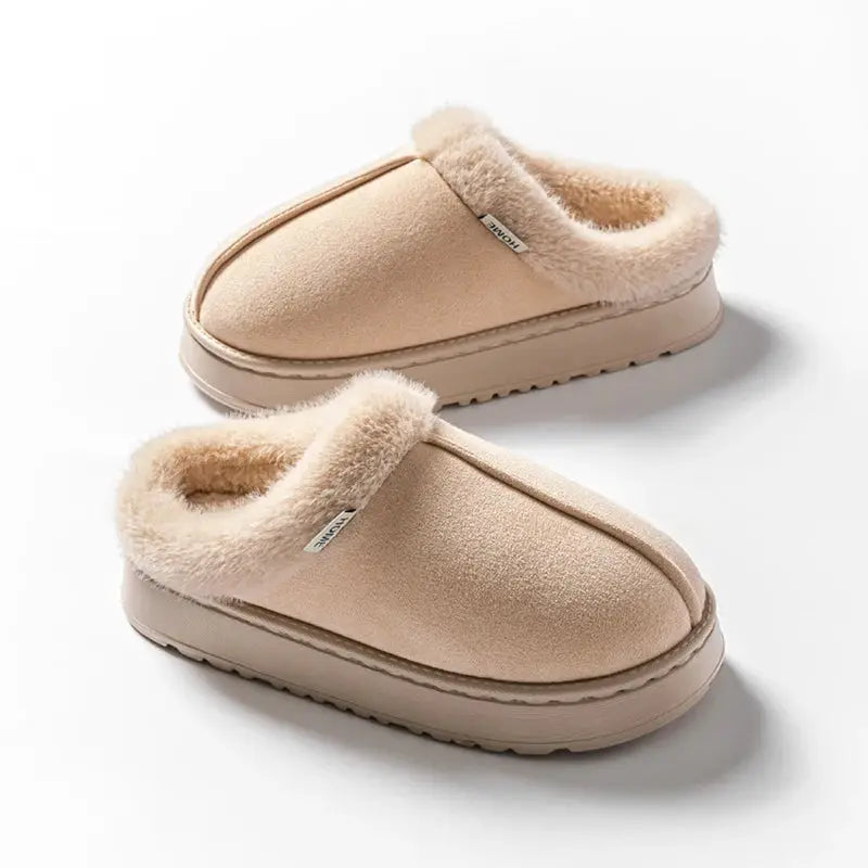 Women's fluffy indoor slippers ultra-cozy plush fur upper with thick anti-slip EVA sole for home