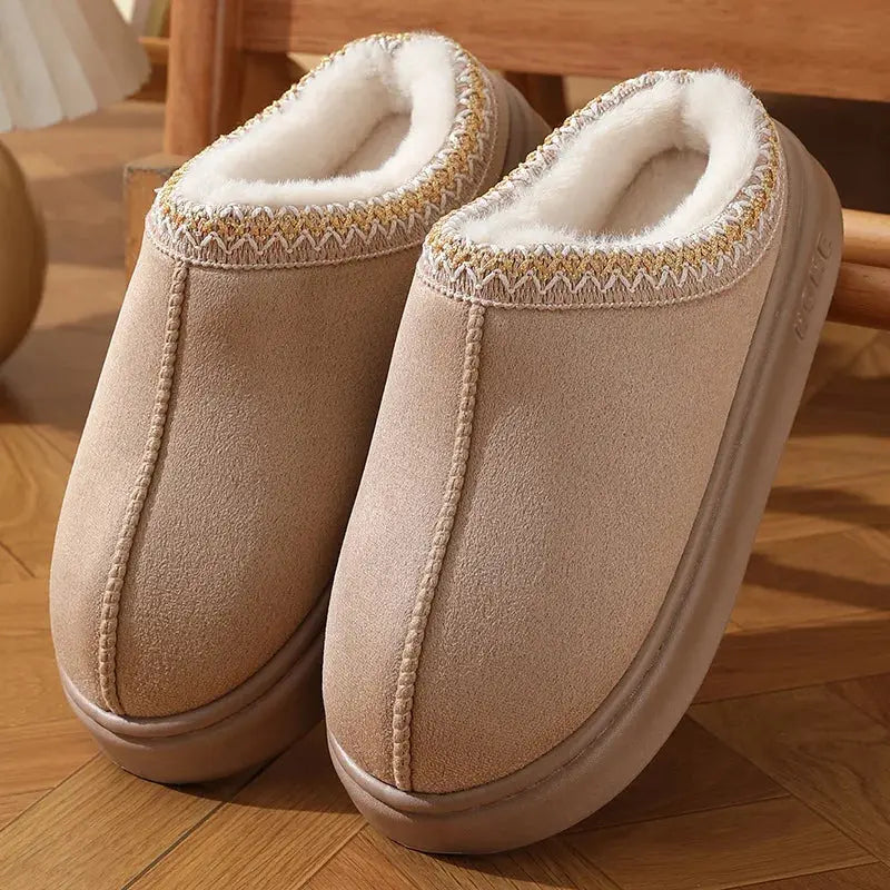Women's fluffy plush slippers cozy non-slip sole indoor comfort home lounging warm soft