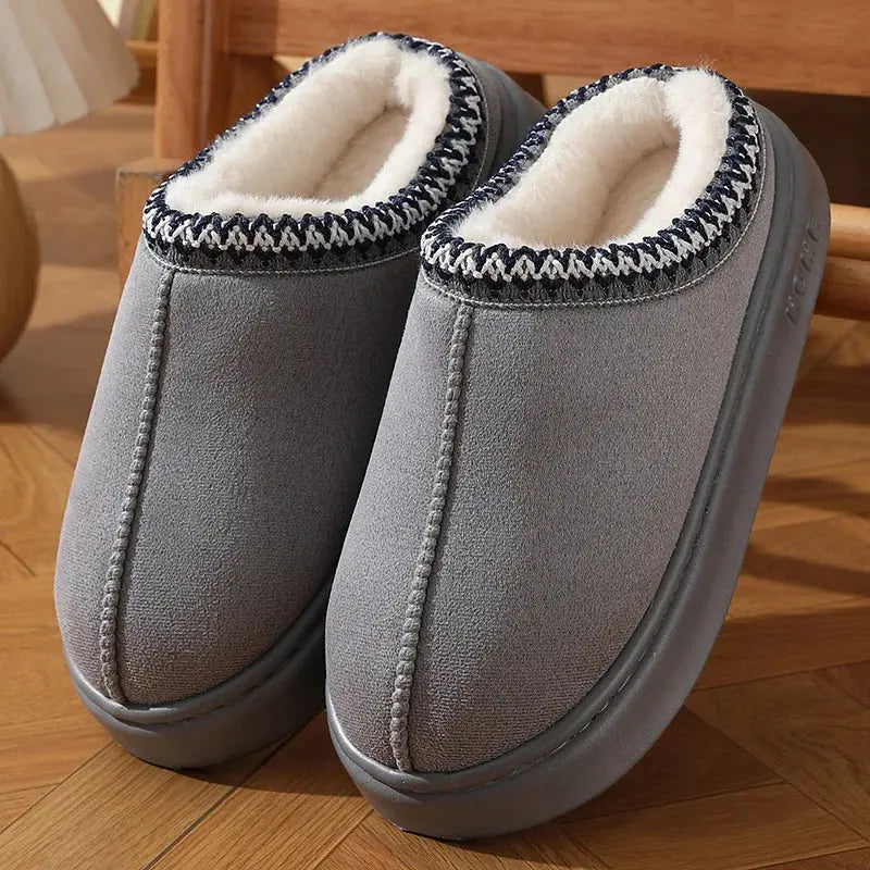 Women's fluffy plush slippers cozy non-slip sole indoor comfort home lounging open-toe design