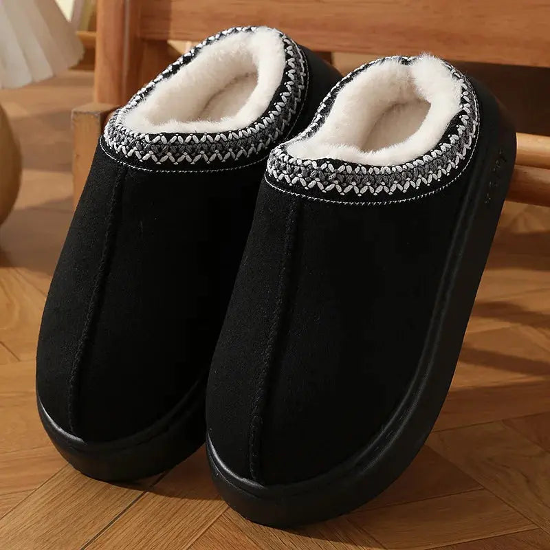Women's fluffy plush slippers cozy non-slip sole indoor comfort open-toe lounge footwear