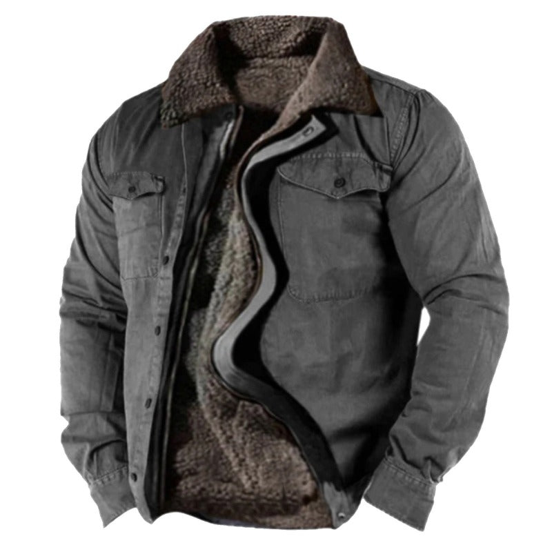Men's classic fit ski jacket in bold colors with protective hood, weatherproof durable winter outerwear