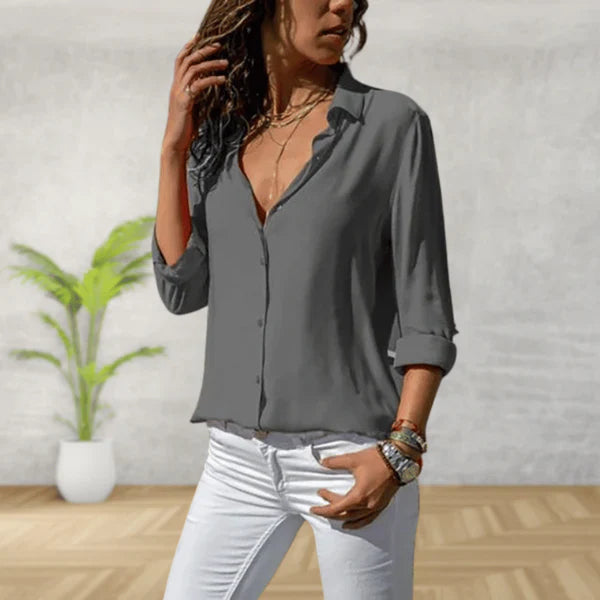 Women's professional office blouse elegant slim-fit easy-care shirt timeless versatile style