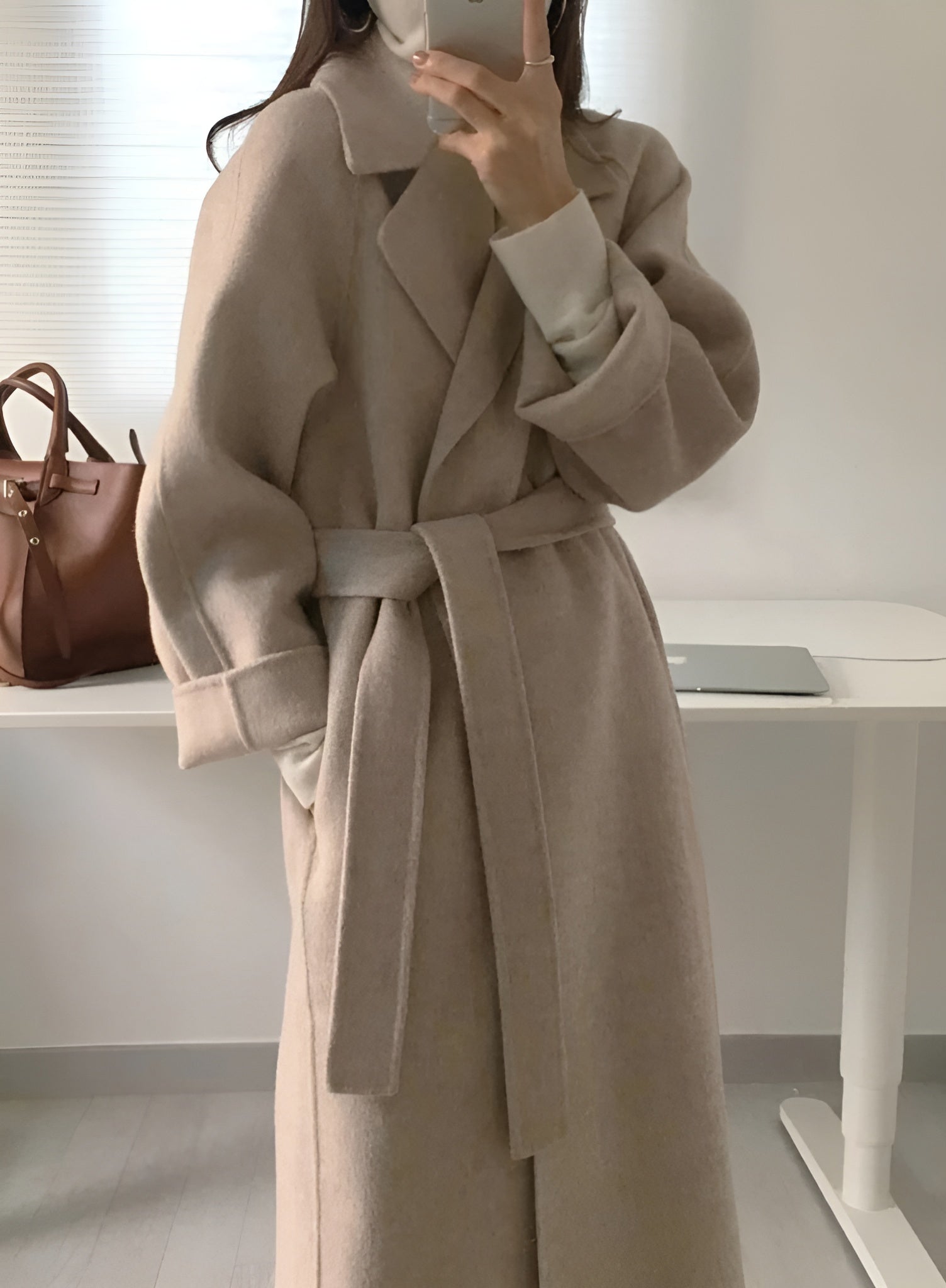 Talitha women's long wool coat in classic style, warm blended fabric, tailored fit for winter