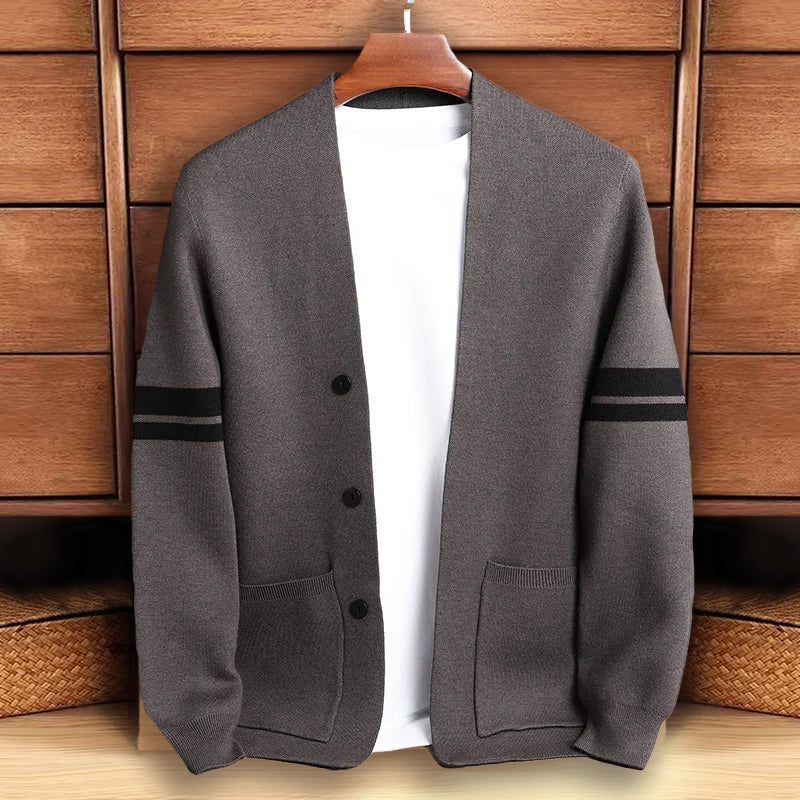 François Blanchet Charisma men's knit cardigan modern button closure tailored wool blend