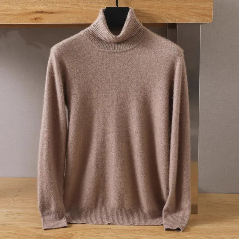 Deep burgundy velvet turtleneck sweater minimalist slim fit wool blend cold weather essential