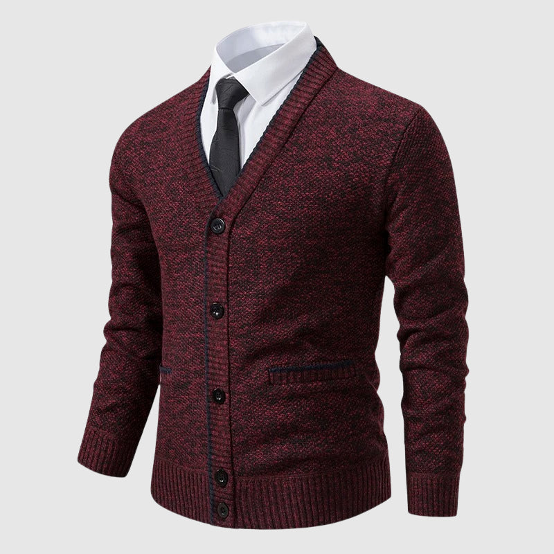 François Blanchet slim-fit v-neck cardigan in neutral tone, lightweight acrylic blend office essential