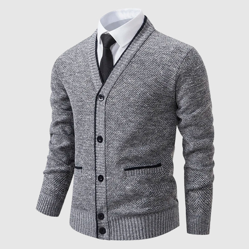 François Blanchet slim-fit v-neck cardigan in neutral tone, lightweight acrylic blend office essential