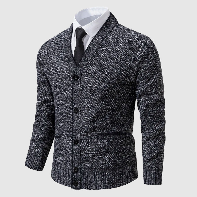 François Blanchet slim-fit V-neck cardigan in neutral tone, lightweight acrylic blend office essential