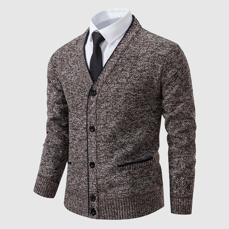 François Blanchet slim-fit v-neck cardigan in neutral tone, lightweight acrylic blend office essential