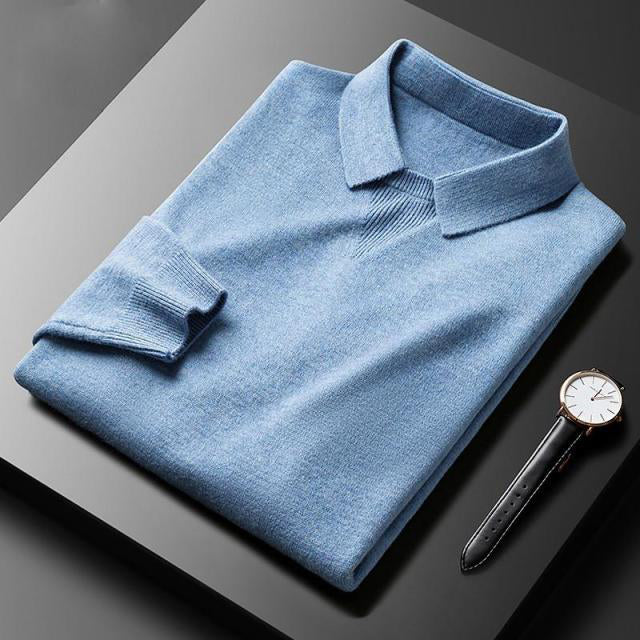 François Blanchet lightweight wool blend sweater with turn-down collar, clean minimalist silhouette for professionals